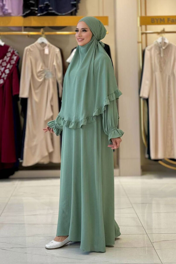 Sufleli Namaz Elbisesi 6034 Mint - 3