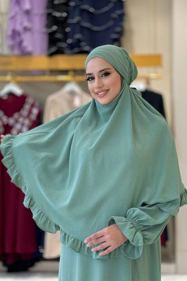 Sufleli Namaz Elbisesi 6034 Mint - 4