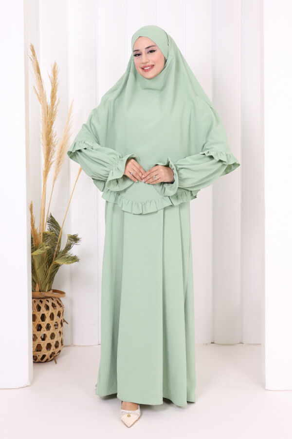 Sufleli Namaz Elbisesi 6034 Mint - 3