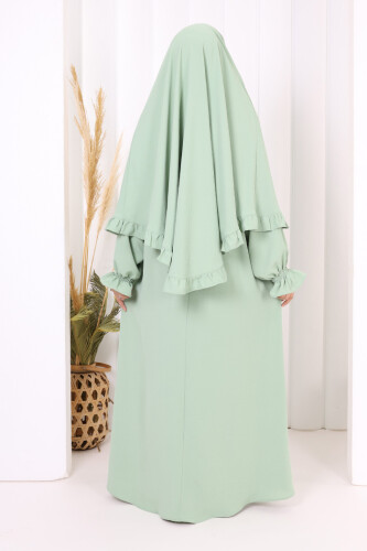 Sufleli Namaz Elbisesi 6034 Mint - 4