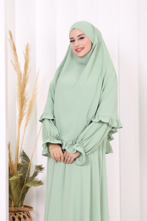 Sufleli Namaz Elbisesi 6034 Mint - 5