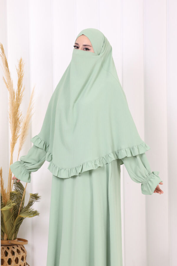 Sufleli Namaz Elbisesi 6034 Mint - 6