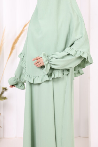 Sufleli Namaz Elbisesi 6034 Mint - 7