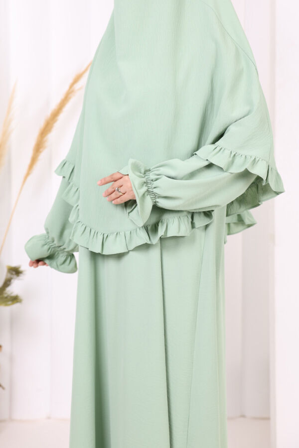 Sufleli Namaz Elbisesi 6034 Mint - 7