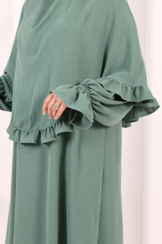 Sufleli Namaz Elbisesi 6034 Mint - 6