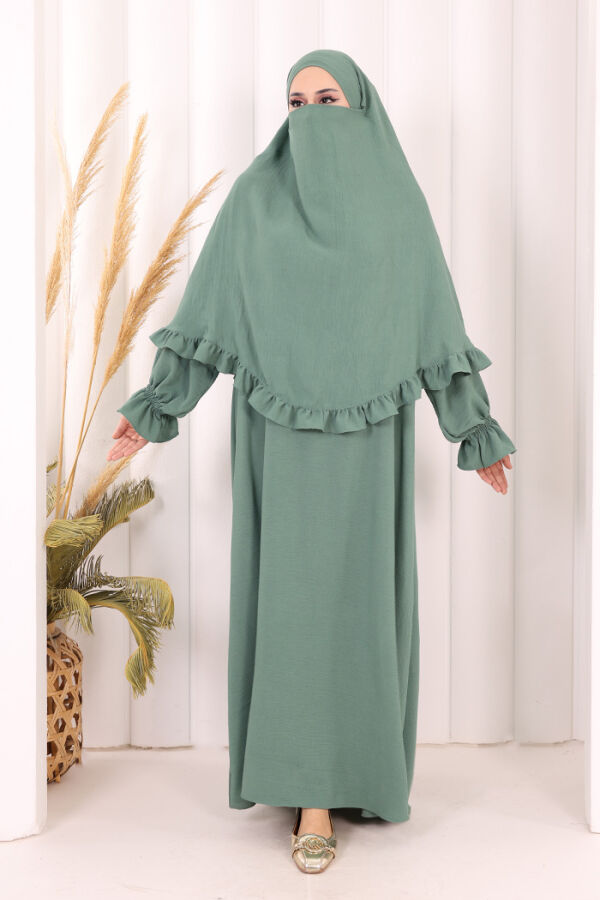 Sufleli Namaz Elbisesi 6034 Mint - 1