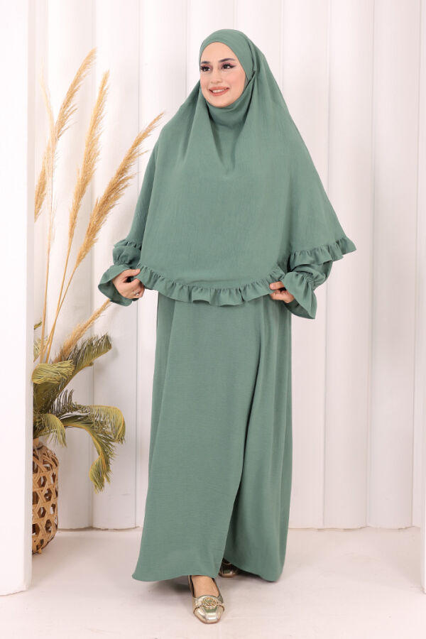 Sufleli Namaz Elbisesi 6034 Mint - 2