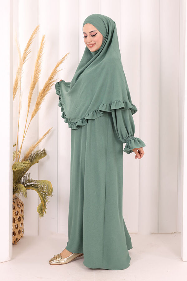 Sufleli Namaz Elbisesi 6034 Mint - 3