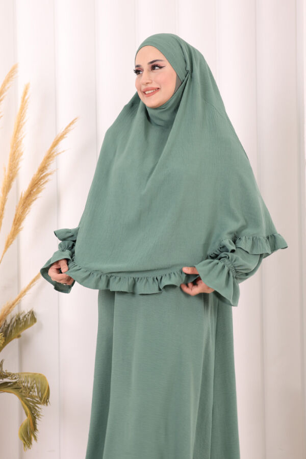 Sufleli Namaz Elbisesi 6034 Mint - 5