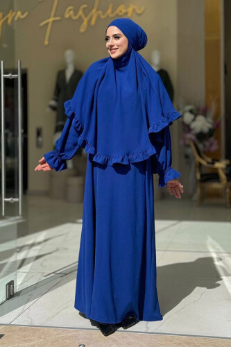 Sufleli Namaz Elbisesi 6034 Saks - Bym Fashion
