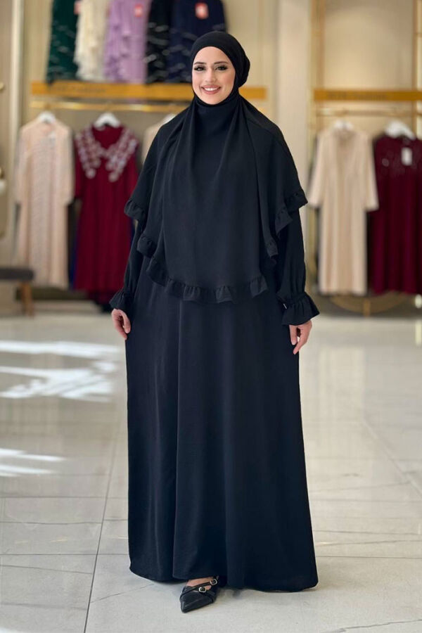 Sufleli Namaz Elbisesi 6034 Siyah - 1