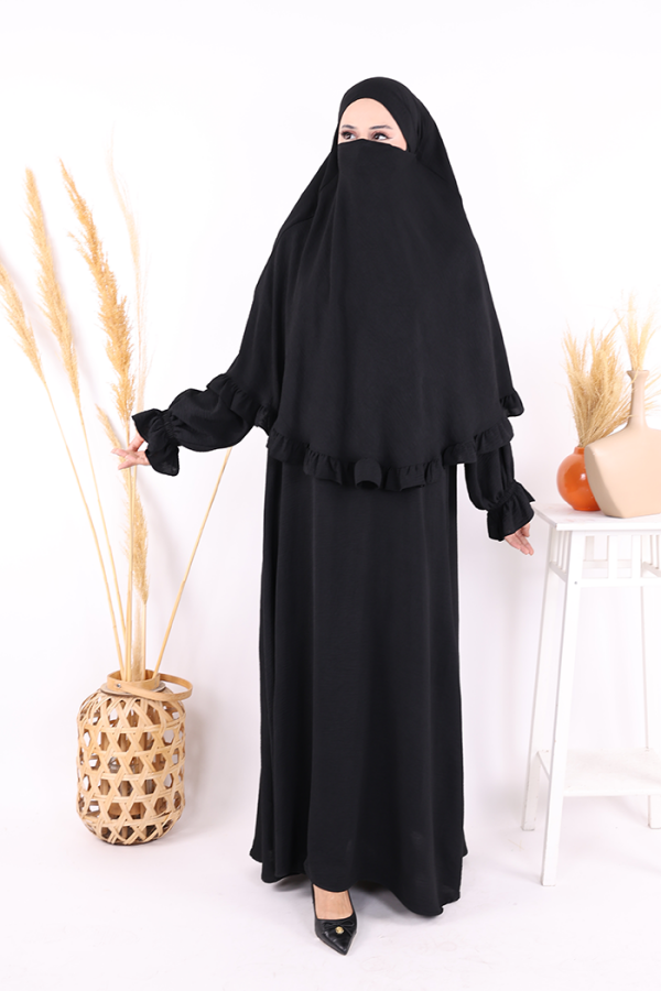Sufleli Namaz Elbisesi 6034 Siyah - 6