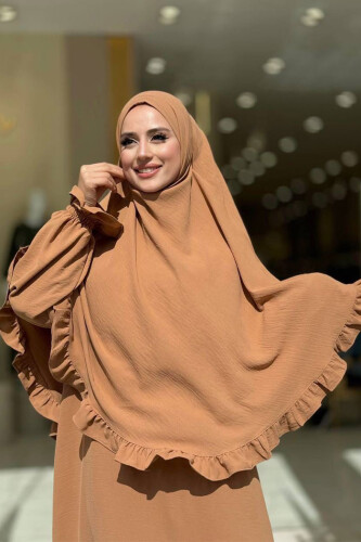 Sufleli Namaz Elbisesi 6034 Vizon - 4