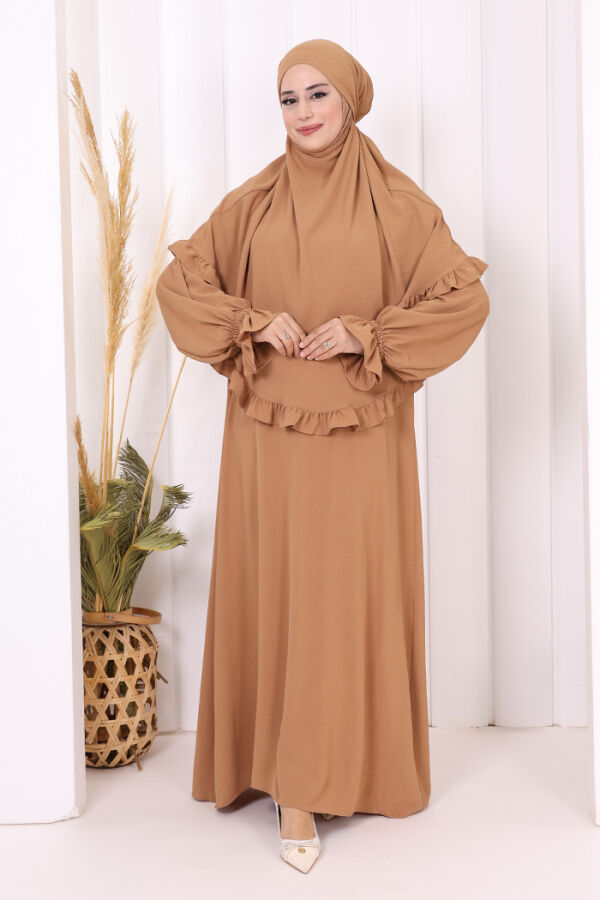 Sufleli Namaz Elbisesi 6034 Vizon - 2