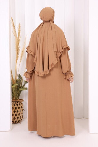 Sufleli Namaz Elbisesi 6034 Vizon - 4