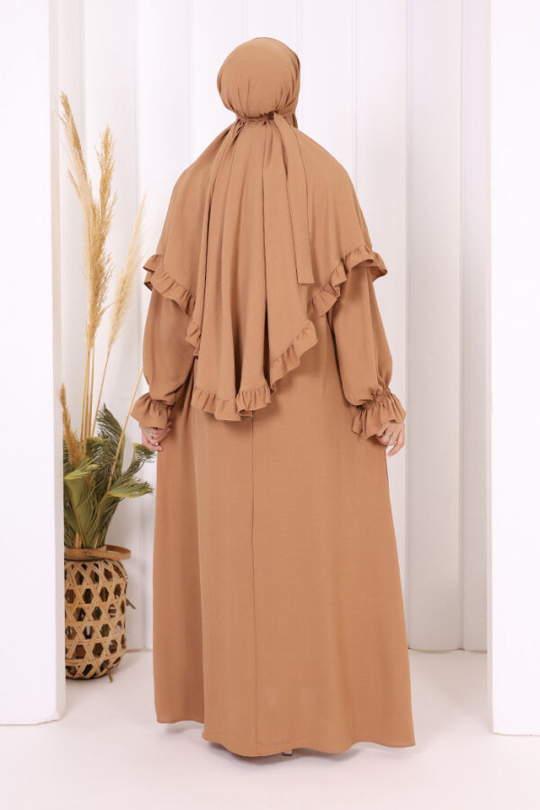 Sufleli Namaz Elbisesi 6034 Vizon - 4