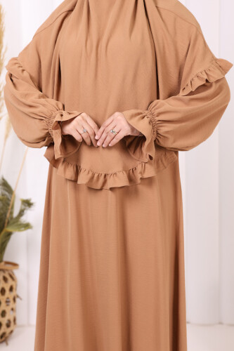 Sufleli Namaz Elbisesi 6034 Vizon - 6