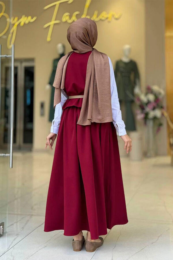 Etek ve Yelek İkili Takım 6035 Bordo - 2