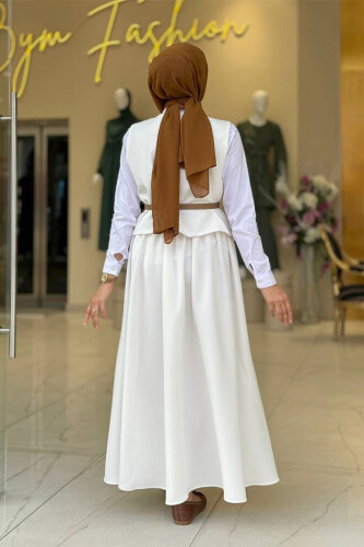 Etek ve Yelek İkili Takım 6035 Ekru - 2