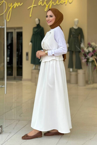 Etek ve Yelek İkili Takım 6035 Ekru - 3