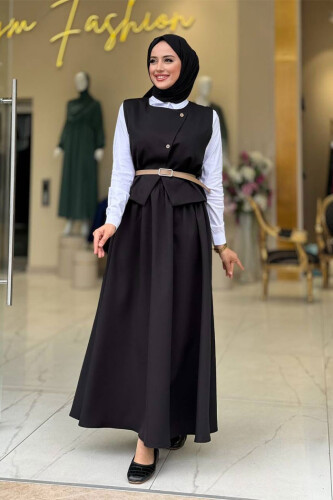 Etek ve Yelek İkili Takım 6035 Siyah - Bym Fashion