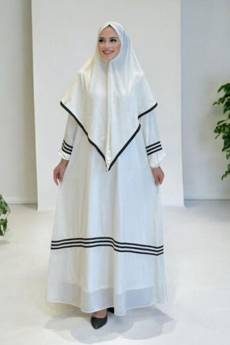 Şal Elbise İkili Takım 6036 Ekru - Bym Fashion