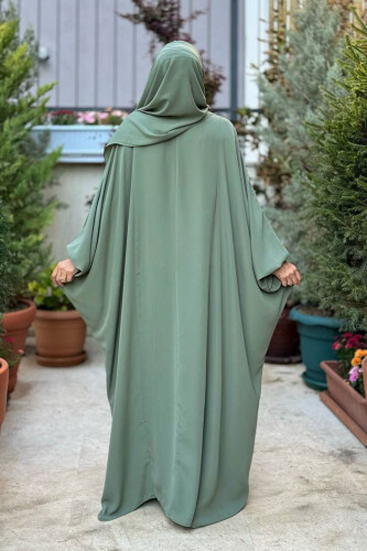 Yarasakol Belden Kuşaklı Peçeli, Şallı Elbise 6038 Mint - 2