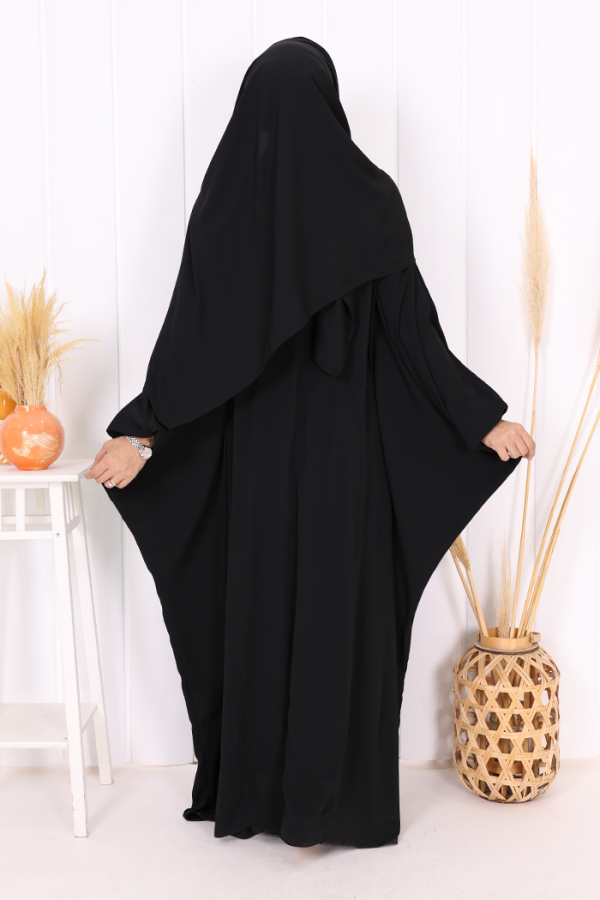 Yarasakol Belden Kuşaklı Peçeli, Şallı Elbise 6038 Siyah - 6