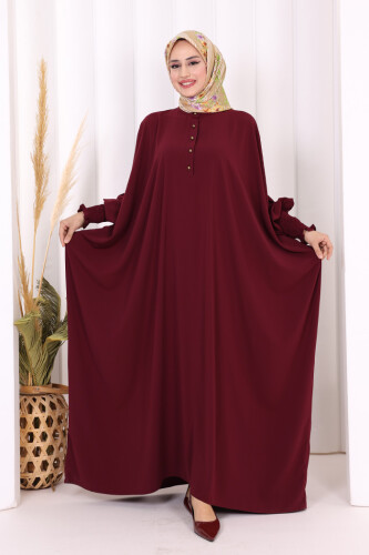 Düğme Detaylı Yarasakol Cilbab 6042 Bordo