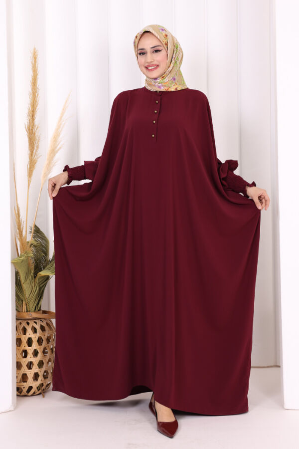 Düğme Detaylı Yarasakol Cilbab 6042 Bordo - 1