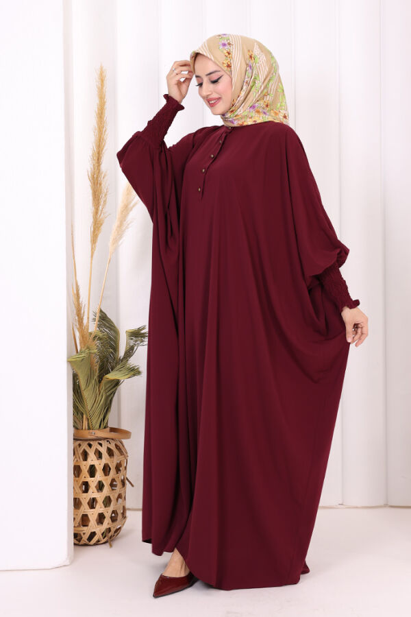 Düğme Detaylı Yarasakol Cilbab 6042 Bordo - 3