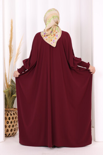 Düğme Detaylı Yarasakol Cilbab 6042 Bordo - 4