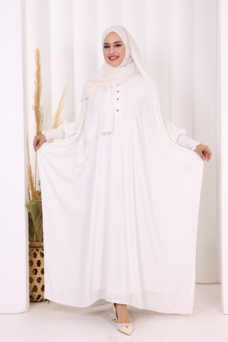 Düğme Detaylı Yarasakol Cilbab 6042 Ekru