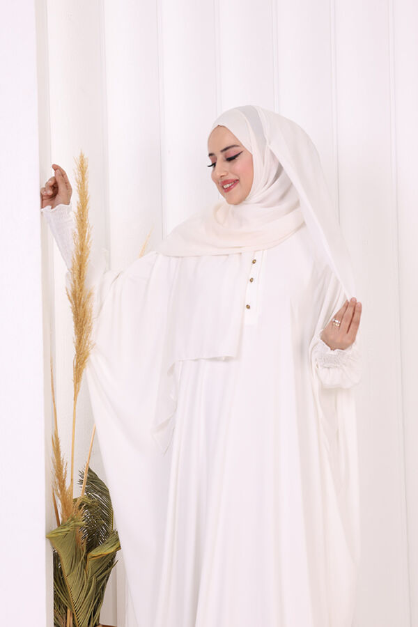 Düğme Detaylı Yarasakol Cilbab 6042 Ekru - 5