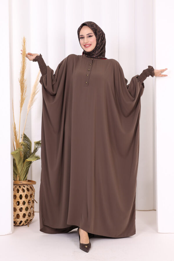 Düğme Detaylı Yarasakol Cilbab 6042 Kahverengi - 1