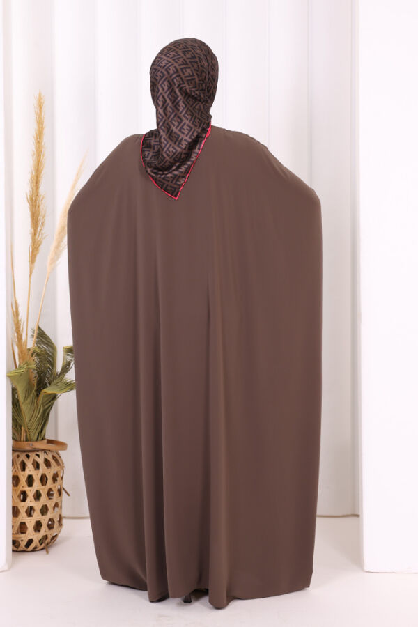 Düğme Detaylı Yarasakol Cilbab 6042 Kahverengi - 4
