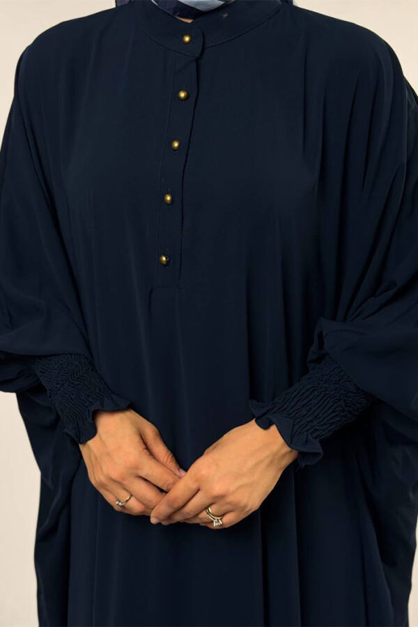 Düğme Detaylı Yarasakol Cilbab 6042 Lacivert - 4