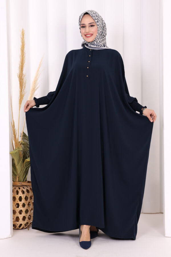 Düğme Detaylı Yarasakol Cilbab 6042 Lacivert - 1