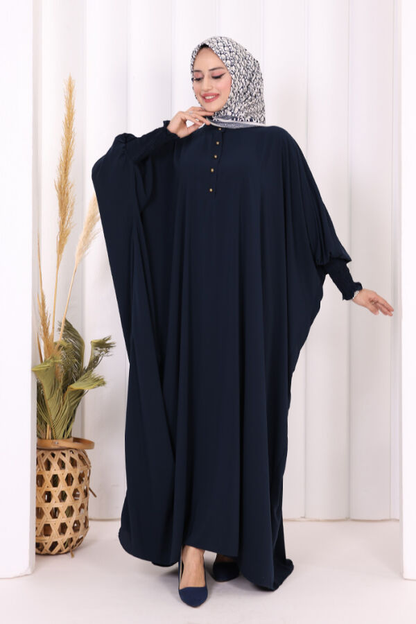 Düğme Detaylı Yarasakol Cilbab 6042 Lacivert - 2