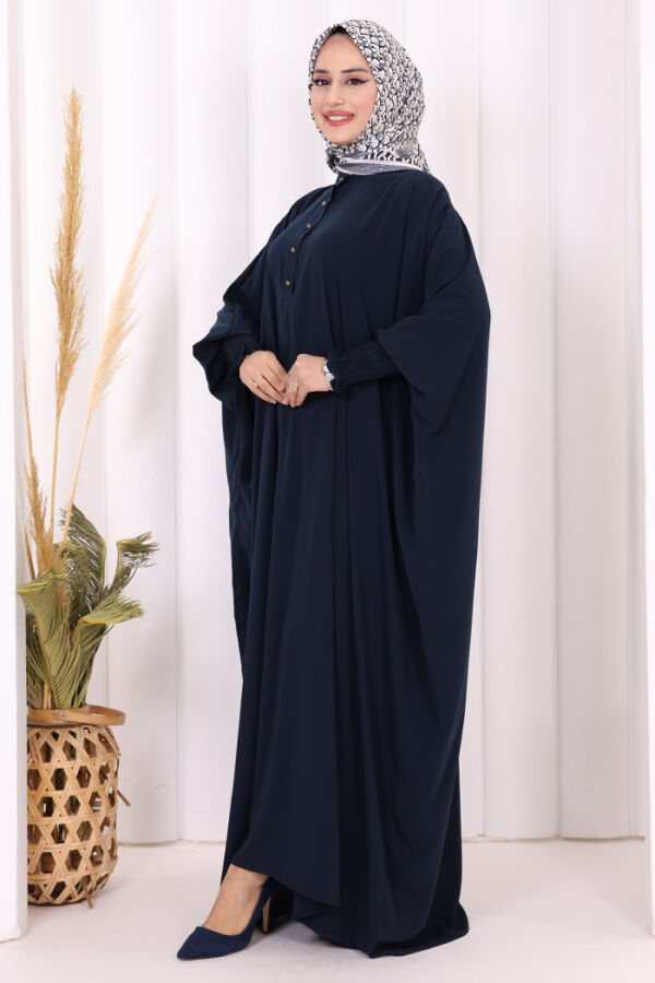 Düğme Detaylı Yarasakol Cilbab 6042 Lacivert - 3