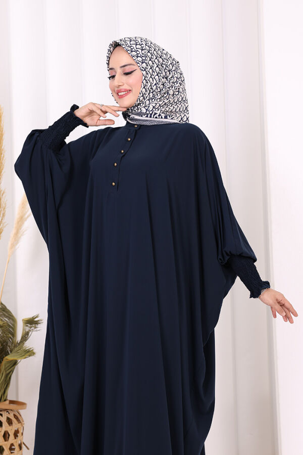 Düğme Detaylı Yarasakol Cilbab 6042 Lacivert - 5