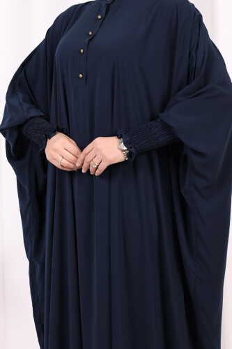 Düğme Detaylı Yarasakol Cilbab 6042 Lacivert - 6