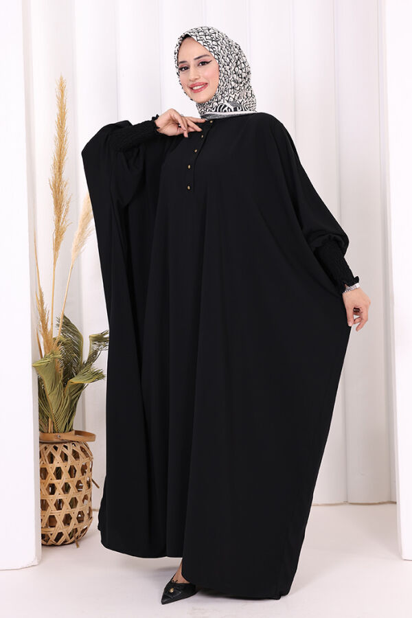 Düğme Detaylı Yarasakol Cilbab 6042 Siyah - 2