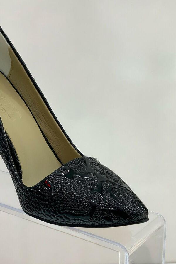 6536 Kabartma Desenli Stiletto Siyah - 8