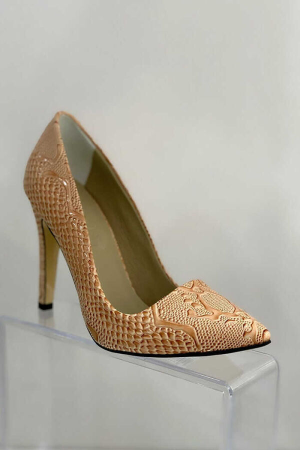 6536 Kabartma Desenli Stiletto Somon - 3