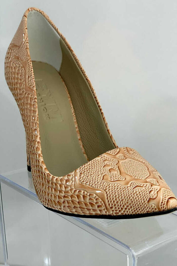6536 Kabartma Desenli Stiletto Somon - 4