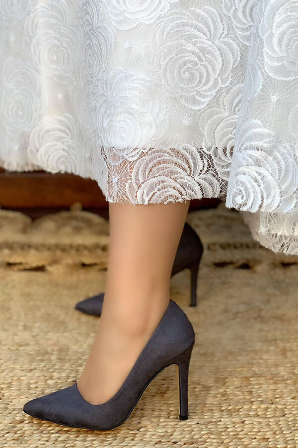 6538 Süet Stiletto Antrasit - 2