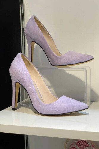 6538 Süet Stiletto Lila - Bym Fashion