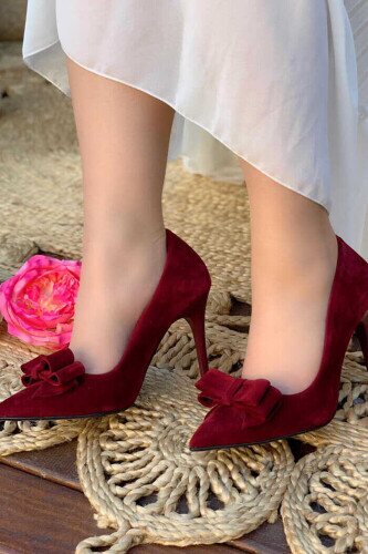 6539 Fiyonklu Stiletto Bordo 