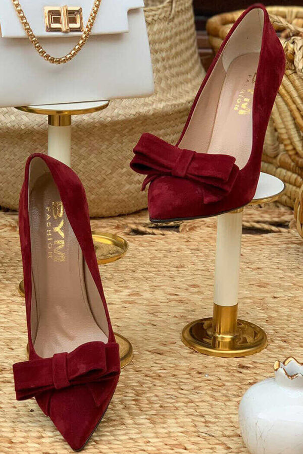 6539 Fiyonklu Stiletto Bordo - 3